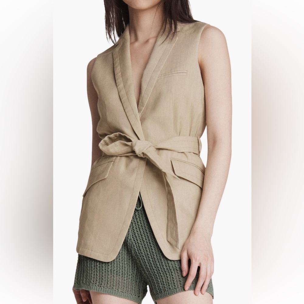 Rag & Bone Margot Linen Blend Blazer Vest
